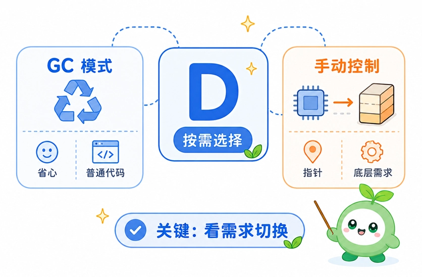 D语言按需切换垃圾回收机制与手动内存管理的原理演示