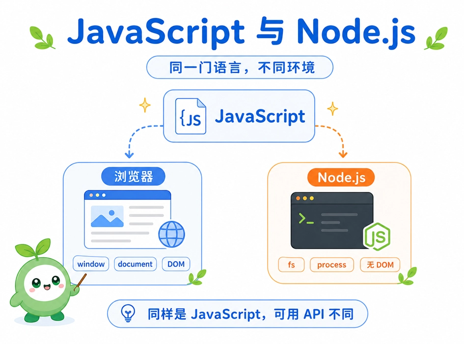 JavaScript在浏览器与Node.js两种不同运行环境下的区别及API对比