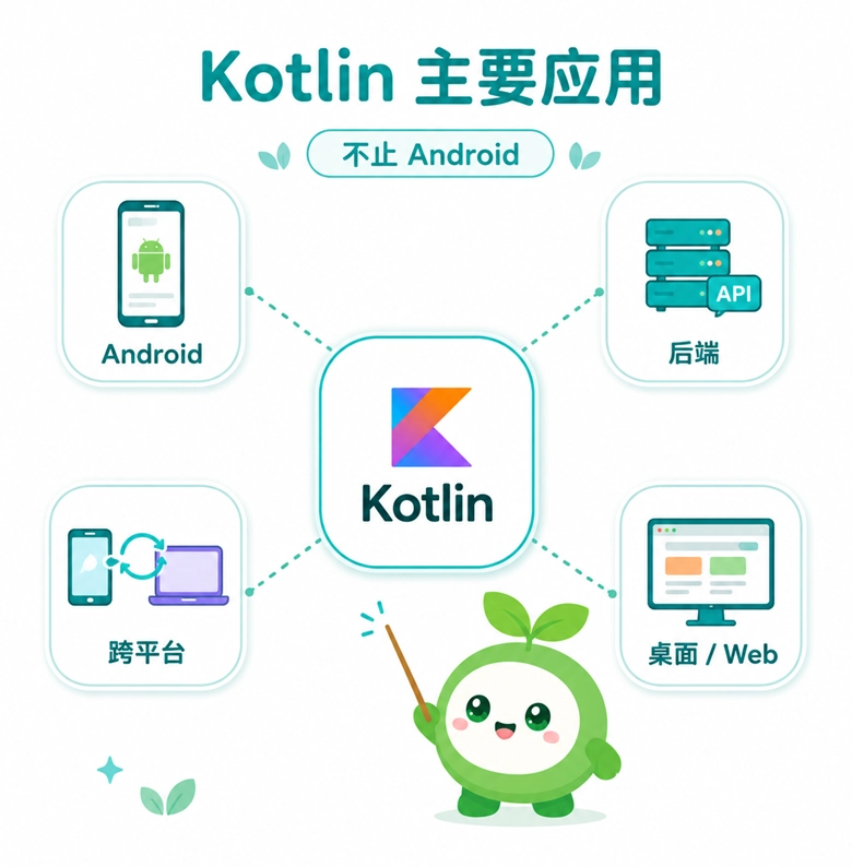 Kotlin的四大主要应用领域:Android应用开发、后端服务器、跨平台以及桌面与Web开发