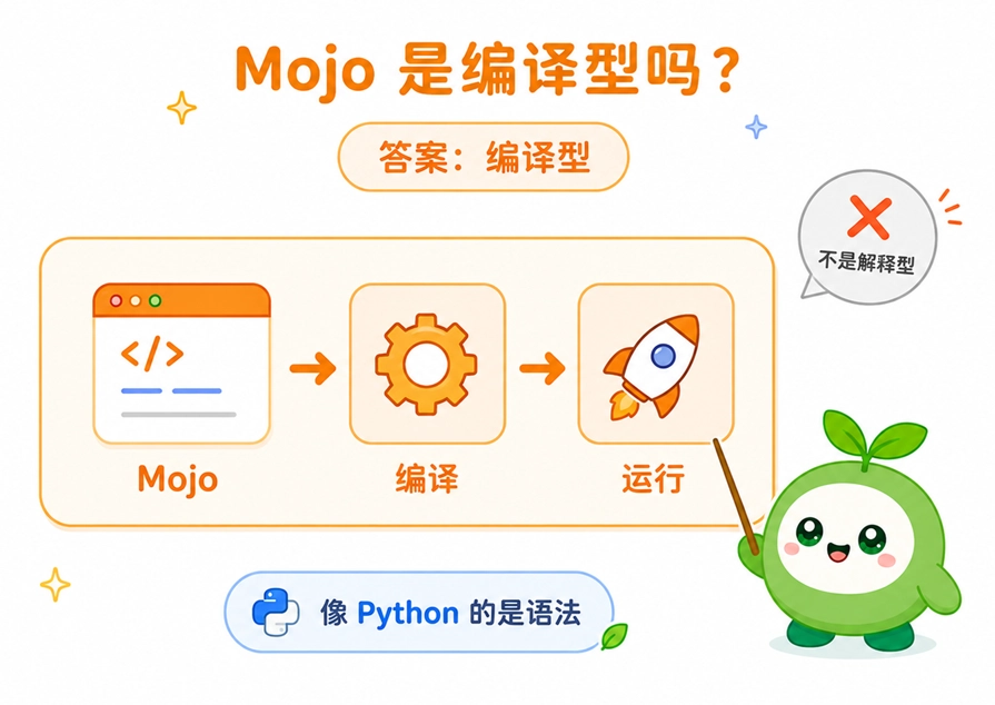 Mojo作为真实编译型语言的代码执行与打包流程图解。