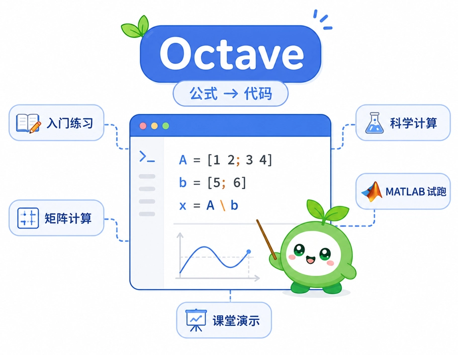 绿叶网Octave在线编译器在入门练习、科学计算与MATLAB代码试跑等场景中的应用演示