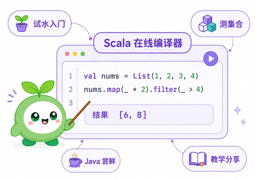 绿叶网Scala在线编译器在新手入门与集合测试等场景中的应用演示