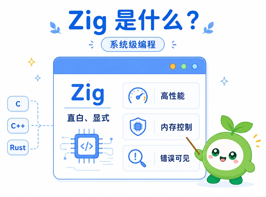 Zig语言的特点介绍：主打系统级编程，强调直白显式的内存与错误控制。
