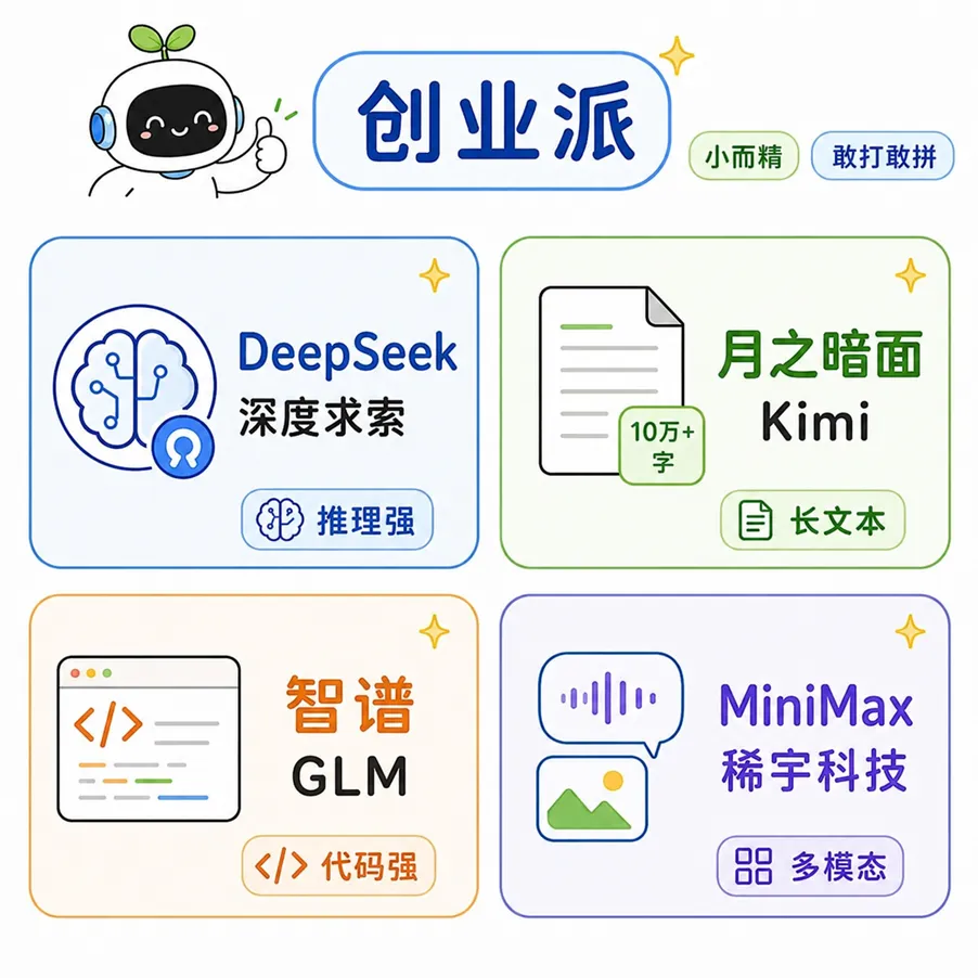国产大模型创业派代表:DeepSeek、月之暗面 Kimi、智谱 GLM 与 MiniMax