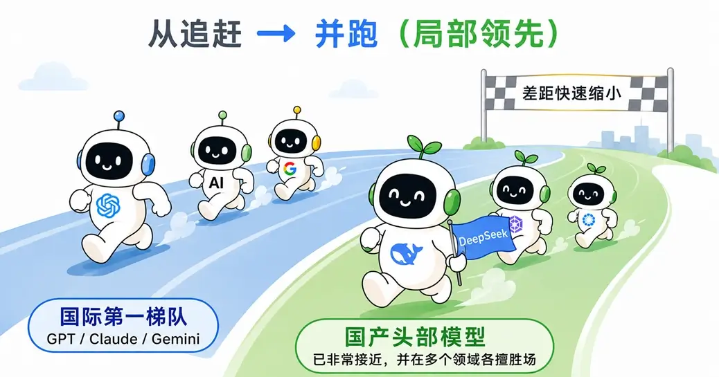 国产大模型发展现状:从努力追赶,到与国际第一梯队并跑,甚至局部领先