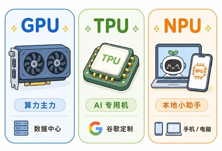 GPU、TPU 与 NPU 核心区别总结