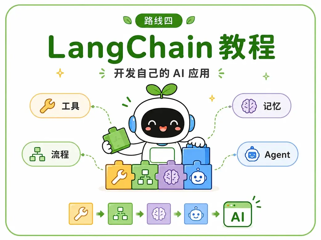 大模型进阶路线四:学习 LangChain 主流开发框架,像搭积木一样封装串联工具调用与记忆组件,亲手开发专属的 AI Agent 应用