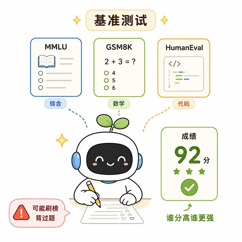 大模型基准测试路线:MMLU、GSM8K 与 HumanEval 考试刷榜原理解析