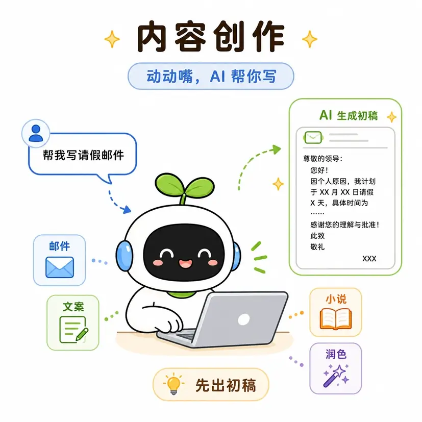 AI 内容创作：使用大模型自动写邮件、写小说与文案润色