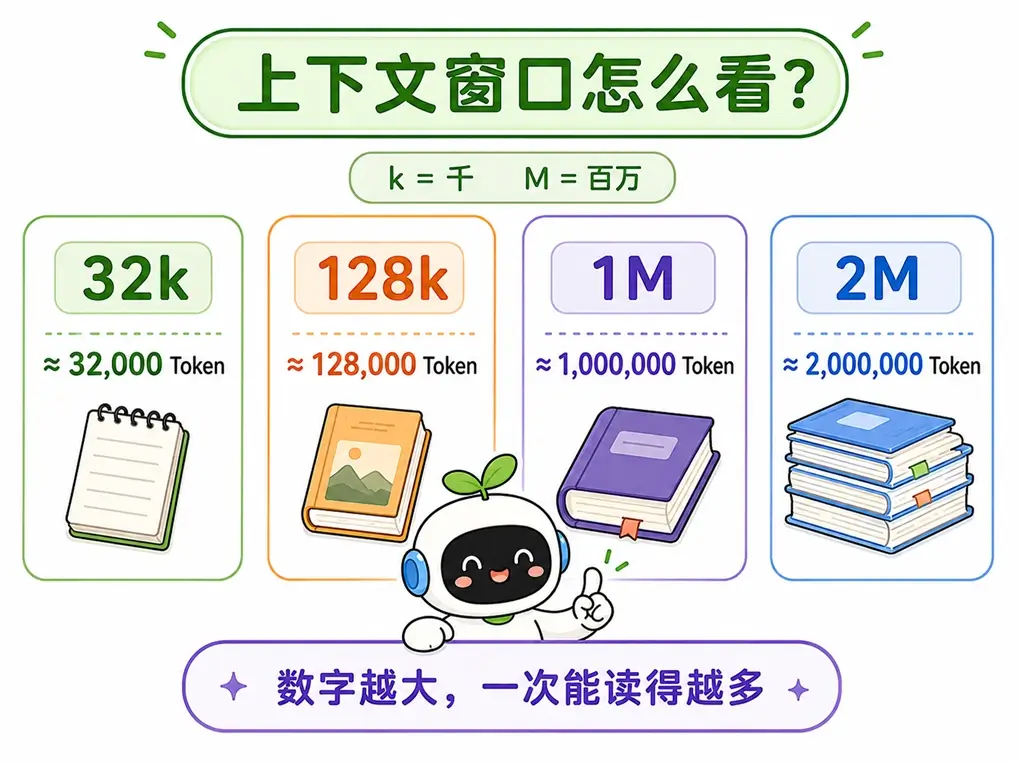 大模型上下文窗口大小概览:从 32k、128k 到 1M 等不同 Token 容量的层级划分与意义