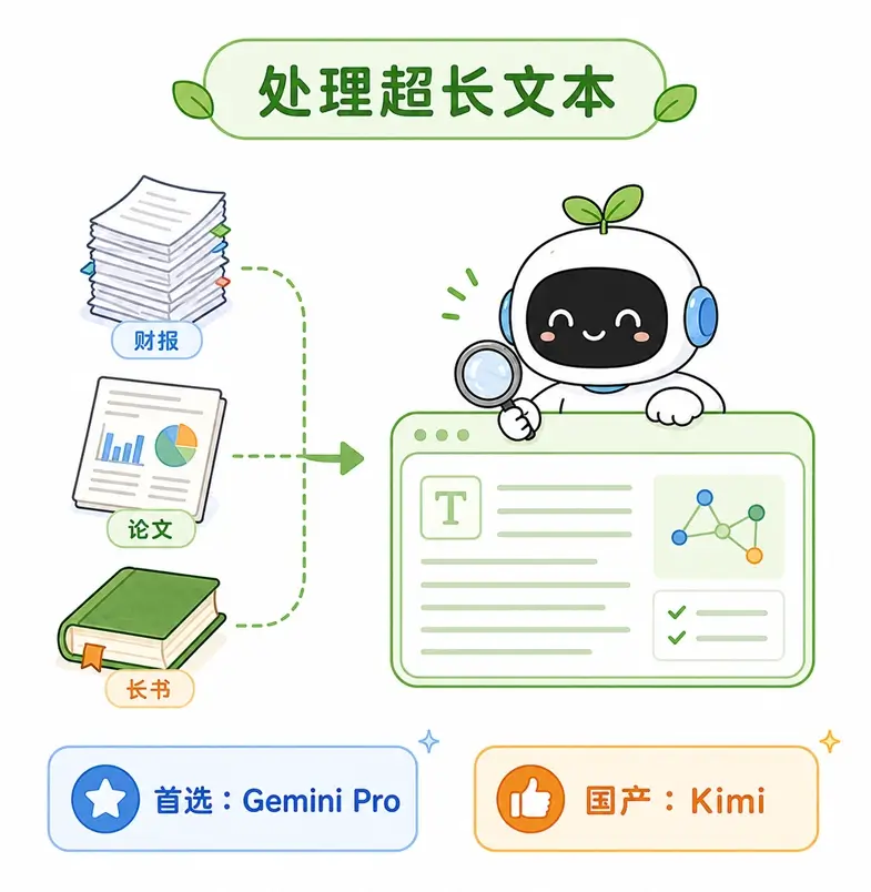 处理超长文本与财报大模型推荐:首选 Gemini Pro 与国产 Kimi