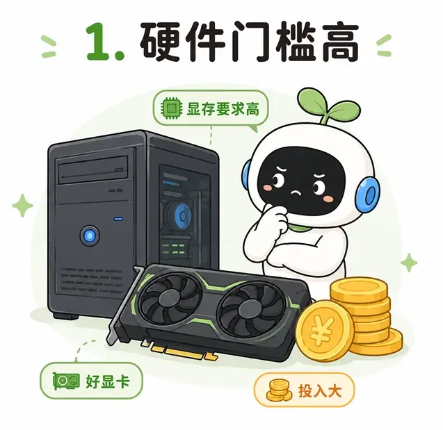 本地部署开源模型的硬件门槛：对显卡与显存要求极高