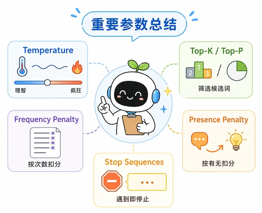 大模型推理参数全总结：Temperature、Top-P、频率与存在惩罚以及 Stop Sequences 的作用对比