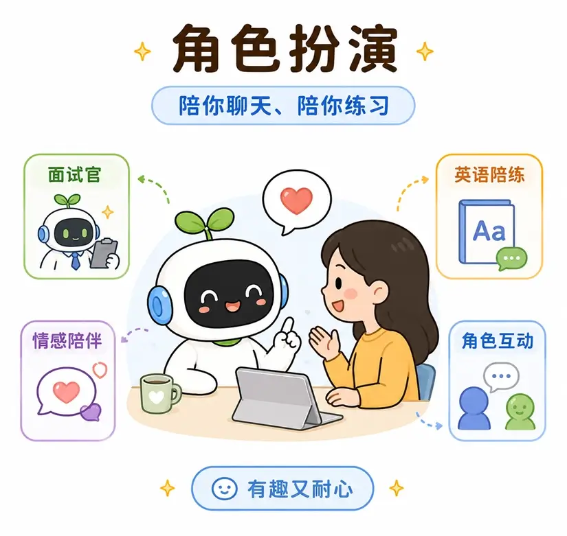 AI 角色扮演与情感陪伴：模拟面试官与英语口语陪练