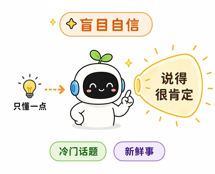 大模型产生幻觉原因三：底层生成器机制导致对冷门与新鲜事物的盲目自信