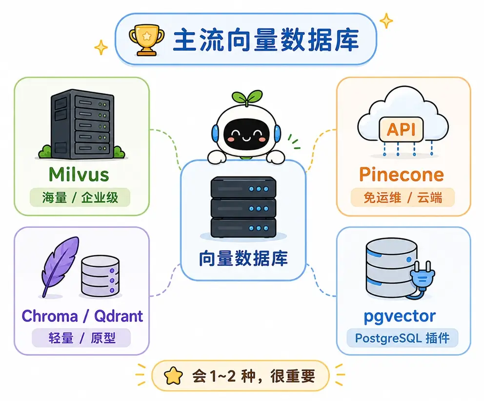 主流向量数据库盘点：对比企业级 Milvus、免运维 Pinecone 与轻量级 Chroma 等 RAG 核心组件