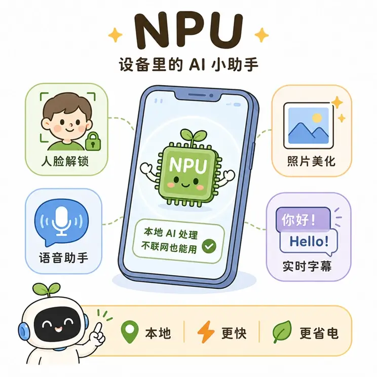 NPU (神经网络处理器) 概念图解:智能手机与 AI PC 中处理本地 AI 任务的省电小助手