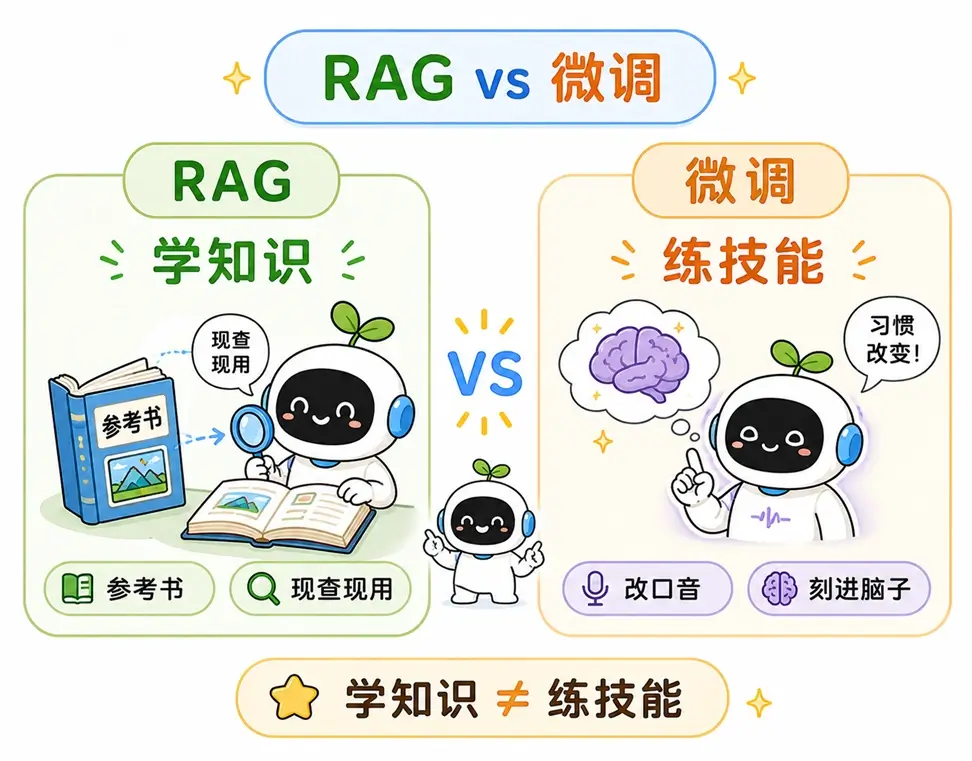RAG 与大模型微调的核心区别图解