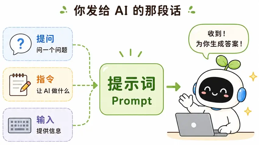 什么是提示词 (Prompt):大模型提问、指令与输入信息的组合概念图解