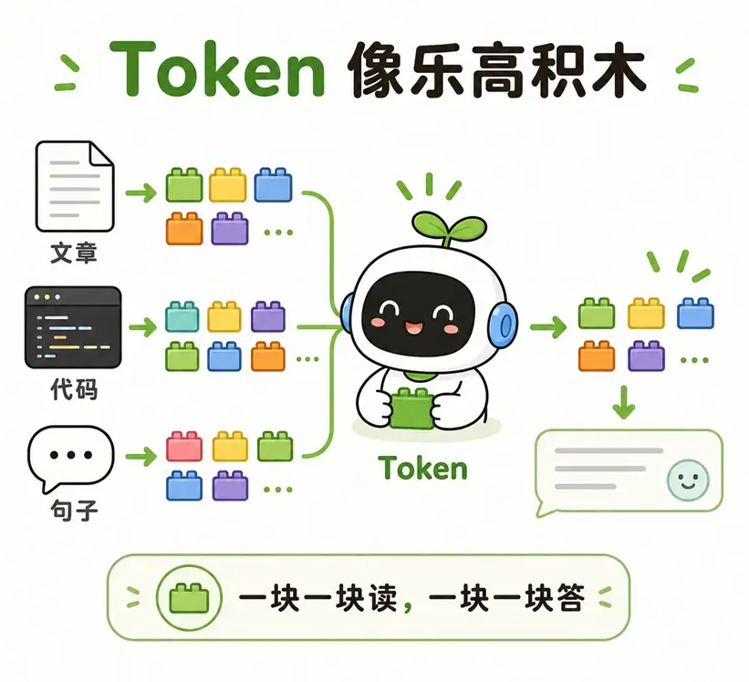 大模型 Token 原理通俗图解：像乐高积木一样，将文章与代码拆分成文字碎块