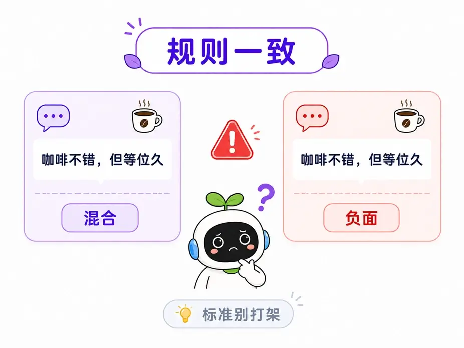 多个示例之间的分类标准和规则必须保持一致,不能互相矛盾