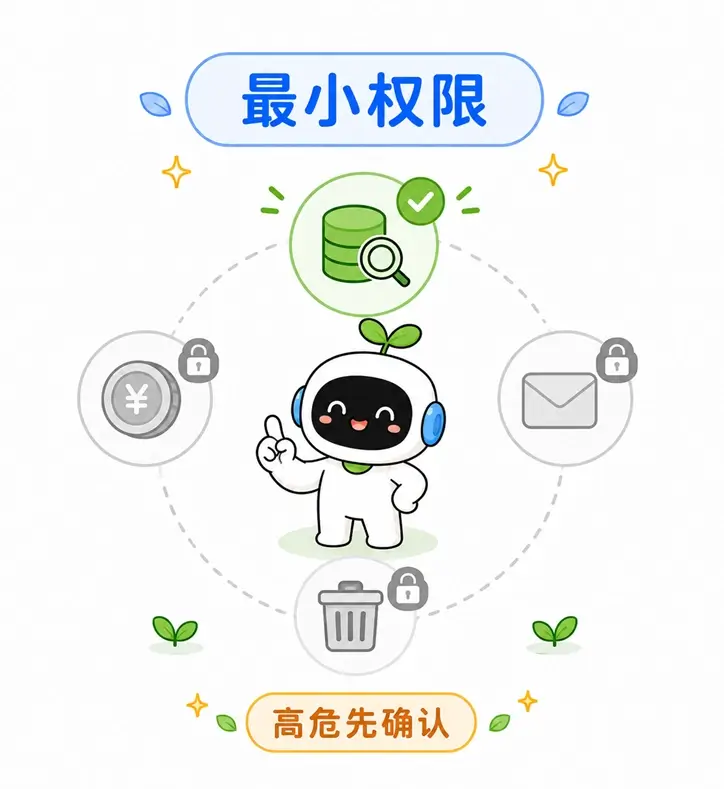 降低越狱风险的防御措施之三:严格限制 AI 调用外部工具的权限,对于高危操作必须加入人工确认环节。
