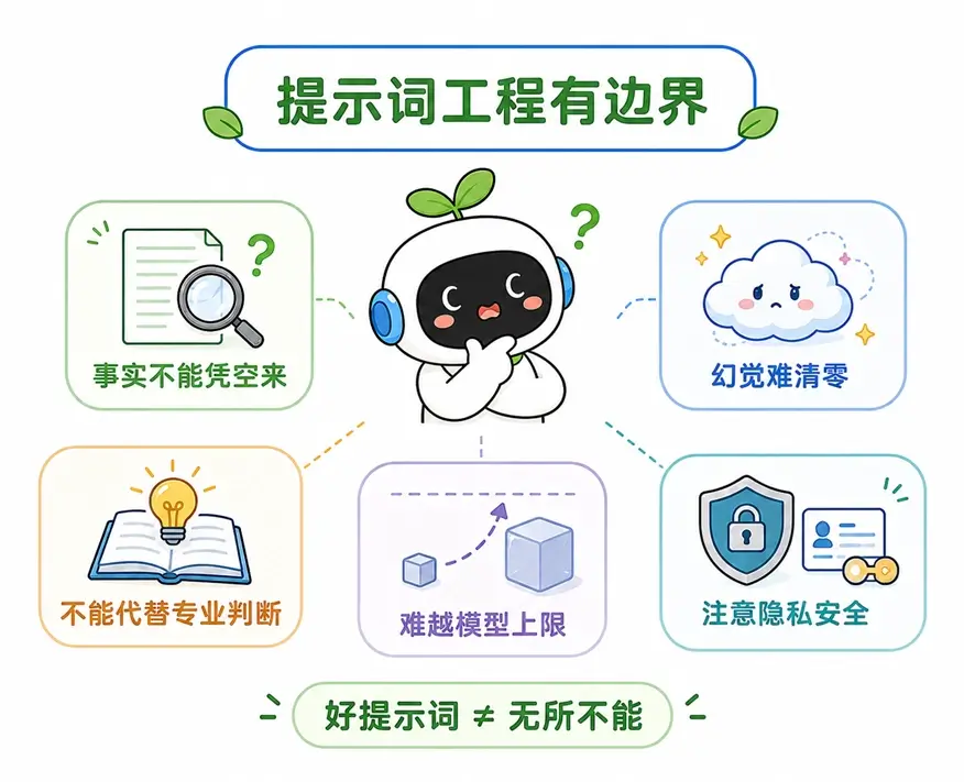提示词工程的能力边界与局限性说明图