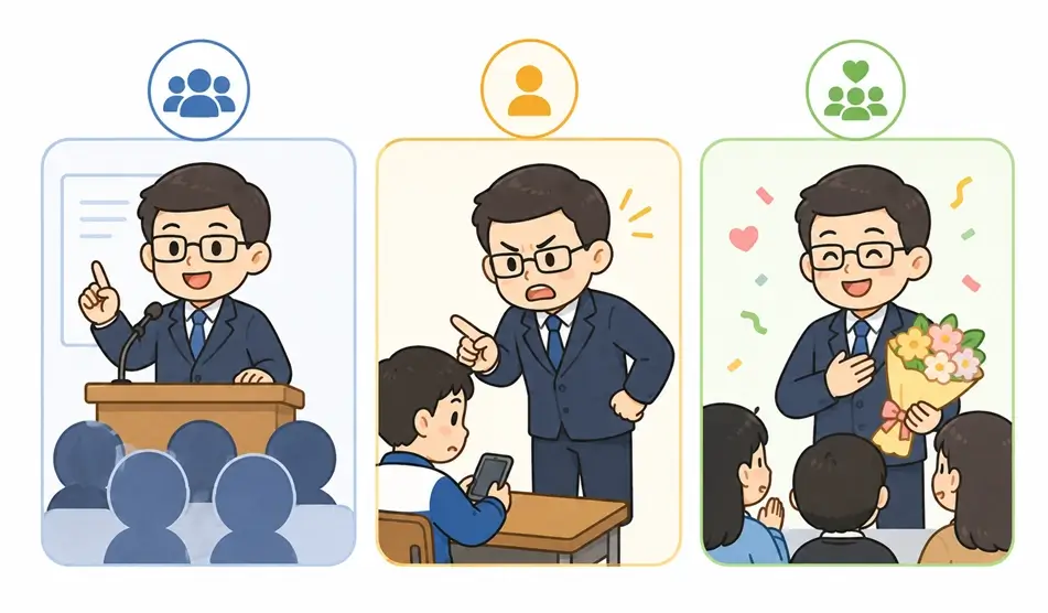 相同AI角色在不同场景下展现不同语气的对比图
