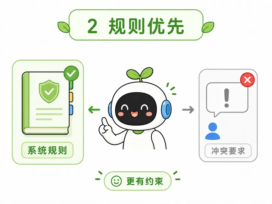 系统提示词具有更高优先级与约束力的作用示意图
