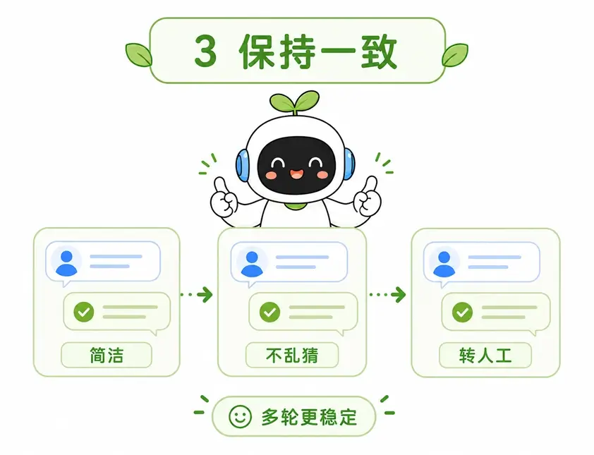 系统提示词帮助AI在多轮对话中保持回答一致性的示意图